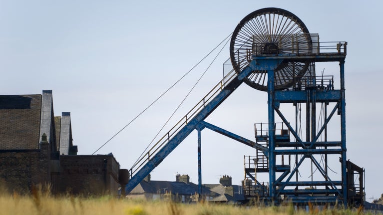 The winding engine, part of the remains of Haig Pit on the Whitehaven Coast, Cumbria